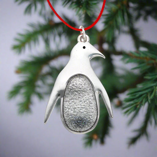 Penguin Christmas decoration with silver glitter - PO2045 - Giftware Wales