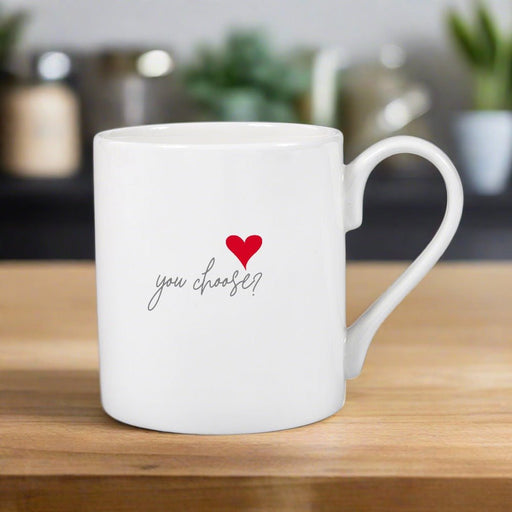 Personalised Heart Script Bone China Hug Mug - Giftware Wales
