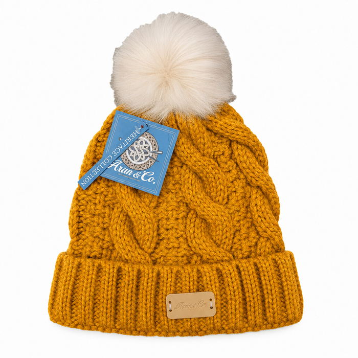 Aran Ladies Pom Pom Hat