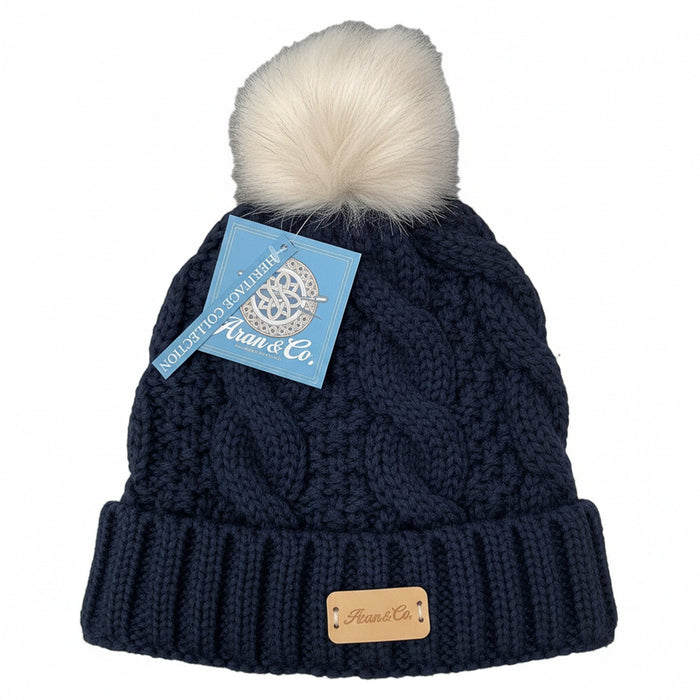 Aran Ladies Pom Pom Hat