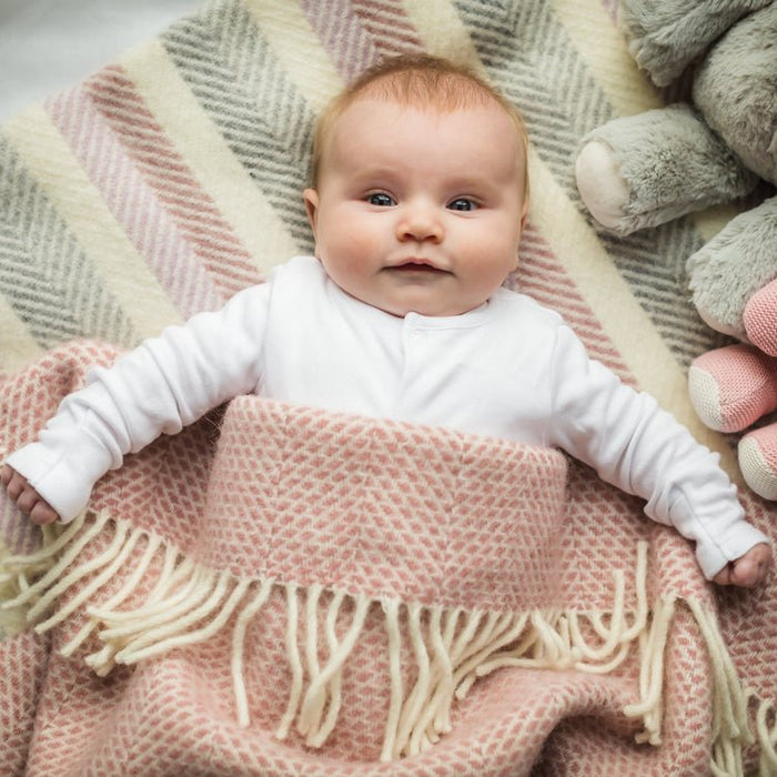 Pram Blanket Beehive Dusky Pink - Pure New Wool Blanket by Tweedmill® - Giftware Wales