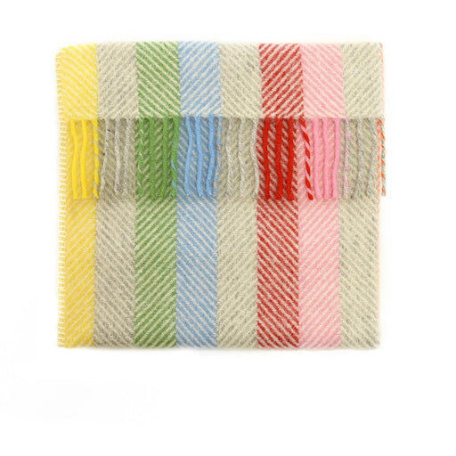 Pram Blanket Rainbow Grey Stripe - Pure New Wool Blanket by Tweedmill® - Giftware Wales