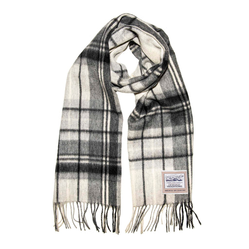 Pure Wool Black White Check Scarf - by Heritage Traditions - Giftware Wales