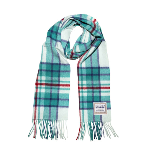 Pure Wool Green Cream Check Scarf - by Heritage Traditions - Giftware Wales