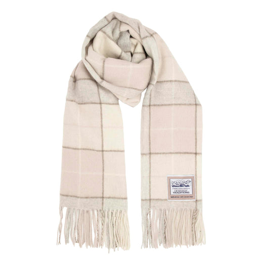 Pure Wool Natural Box Check Scarf - by Heritage Traditions - Giftware Wales