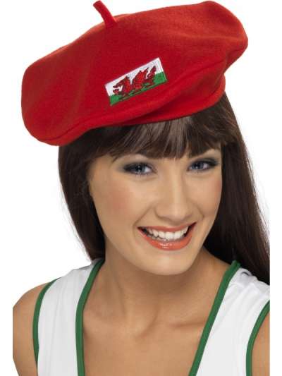 Red Beret with Welsh Flag design - Giftware Wales