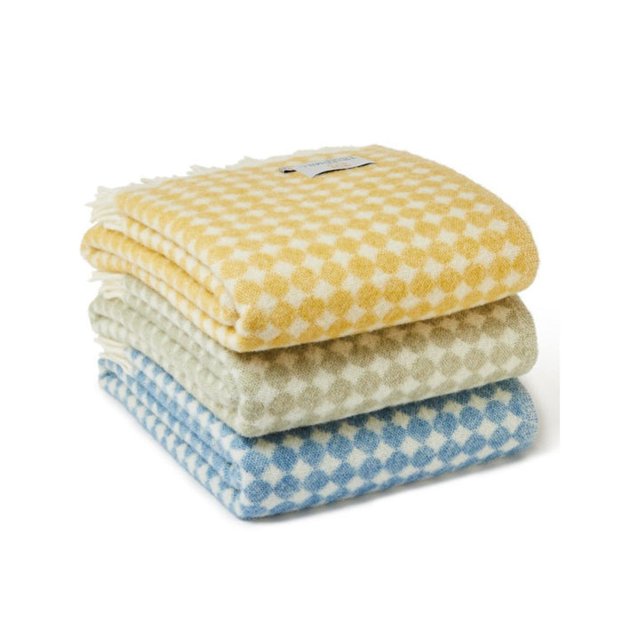 Reversible Jacquard Spot Oil Yellow - Pure New Wool Blanket by Tweedmill® - Giftware Wales