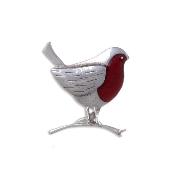 Robin On A Branch Brooch (Pb875) - Giftware Wales