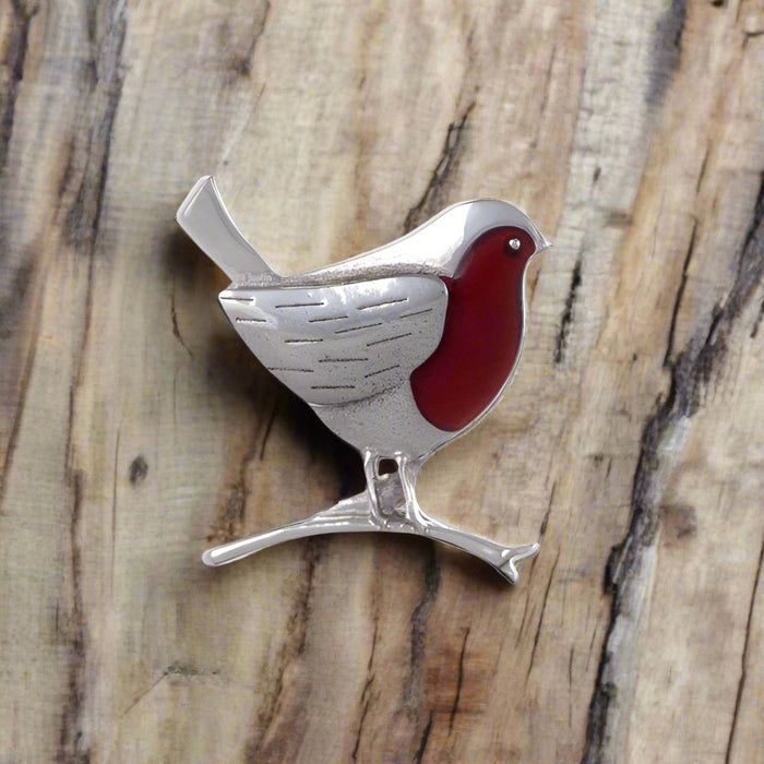 Robin On A Branch Brooch (Pb875) - Giftware Wales