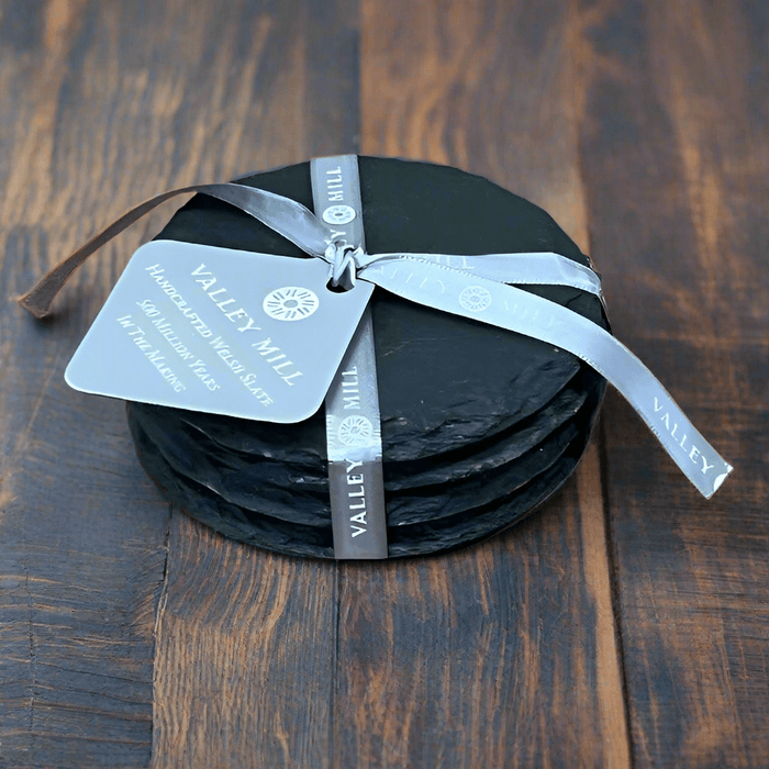 Round Welsh Slate Coasters - Set Of 4 - Giftware Wales