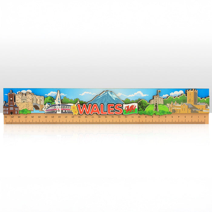 (D) Wales Wooden 30cm Ruler 001