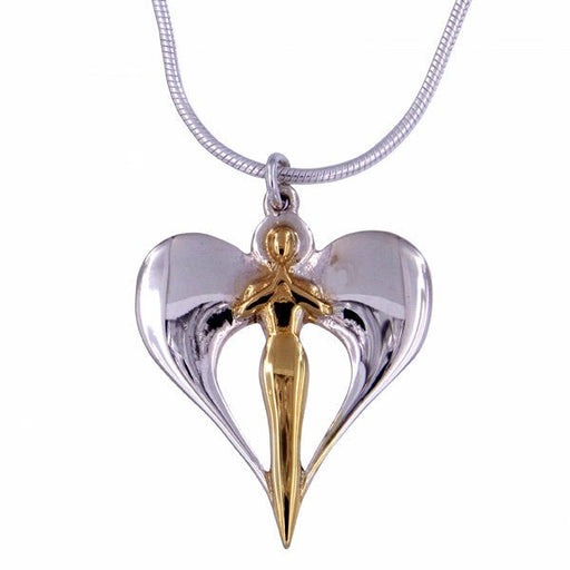 Silver Angel Pendant With Gold Plating (Spg513) - Giftware Wales