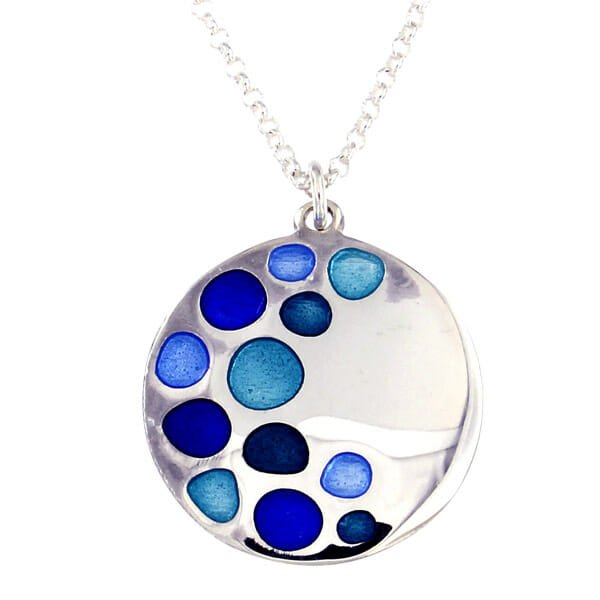 Silver Glas Mor Bay enamelled pendant (SP984) - Giftware Wales