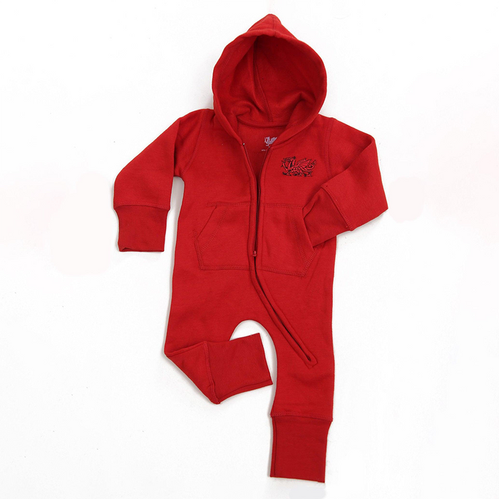 Babies "Little Welsh Dragon" Full Zip Jumpsuit | Adorable Hooded Baby Onesie with Cute Dragon Details | Soft, Warm & Practical All-in-One Outfit for Playtime, Naptime & Everyday Adventures | Baby Shower or First Birthday Gift