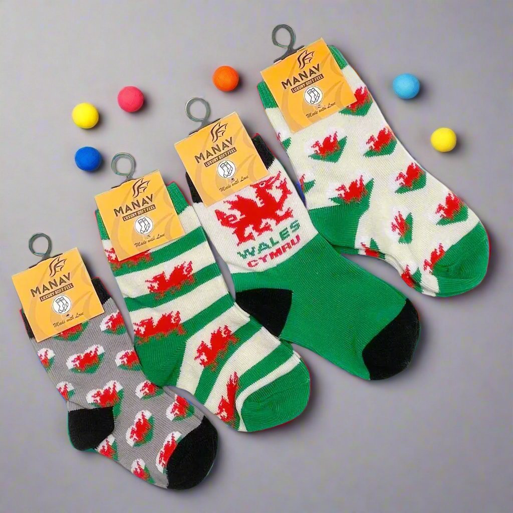 SPECIAL OFFER Baby / Child Welsh Flag Sock Bundle x 4 — Giftware Wales