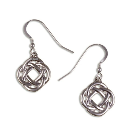 Square knot drop earrings – silver (JSE01) - Giftware Wales
