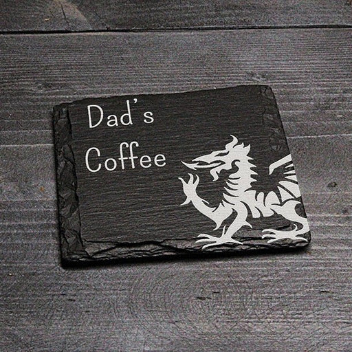 Square Welsh Slate Coaster - 'Dad's Coffee' - Giftware Wales