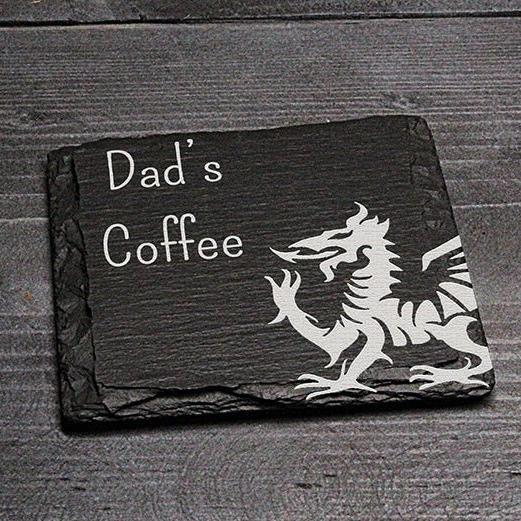 Square Welsh Slate Coaster - 'Dad's Coffee' - Giftware Wales