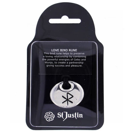 St. Justin Love Bind Rune Pendant On Leather Thong - Giftware Wales