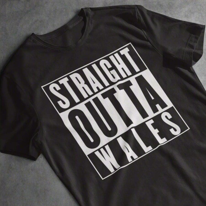 Straight Outta Wales - Hip Hop Welsh T-Shirt - Giftware Wales