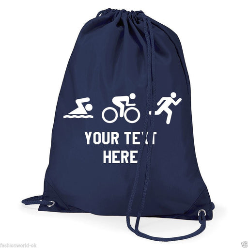 Swim Bike Run Triathlon Logo- Personalised Duffel Bag (Colour Choice) - Giftware Wales