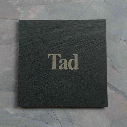 Tad - Dad Square Welsh Slate Coaster - Giftware Wales