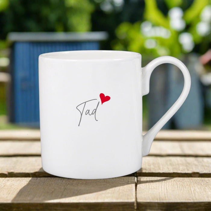 Tad (Father) Heart Script Bone China Mug - Giftware Wales