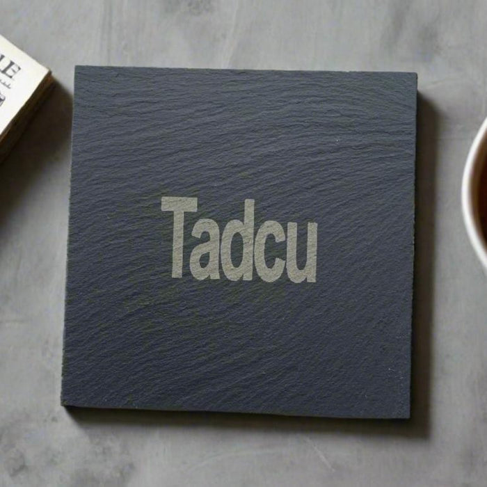 Tadcu - Grandfather Square Welsh Slate Coaster - Giftware Wales