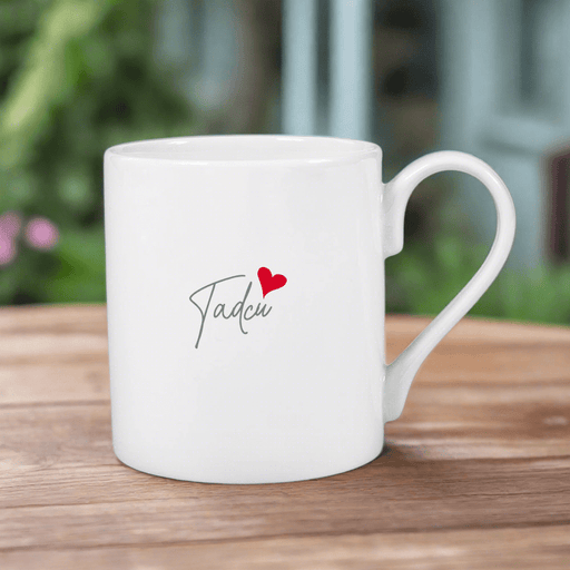 Tadcu Heart Script Bone China Mug - Balmoral - Giftware Wales