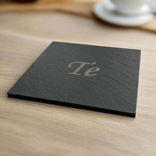 Te (Tea) - Square Welsh Slate Coaster - Giftware Wales