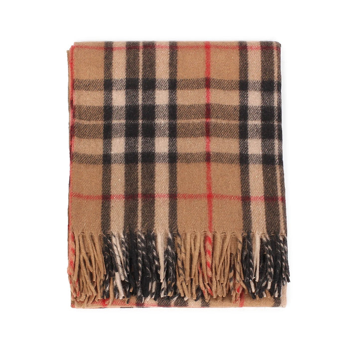 Welsh Woollens Recycled Wool Tartan Blanket Throw - Thomson Camel