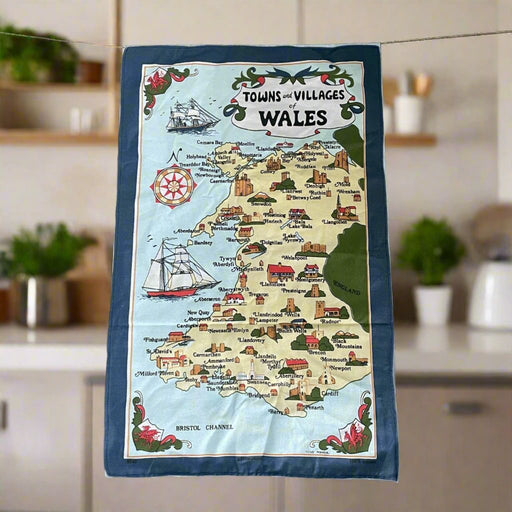 Towns and Villages of Wales Tea Towel - Giftware Wales