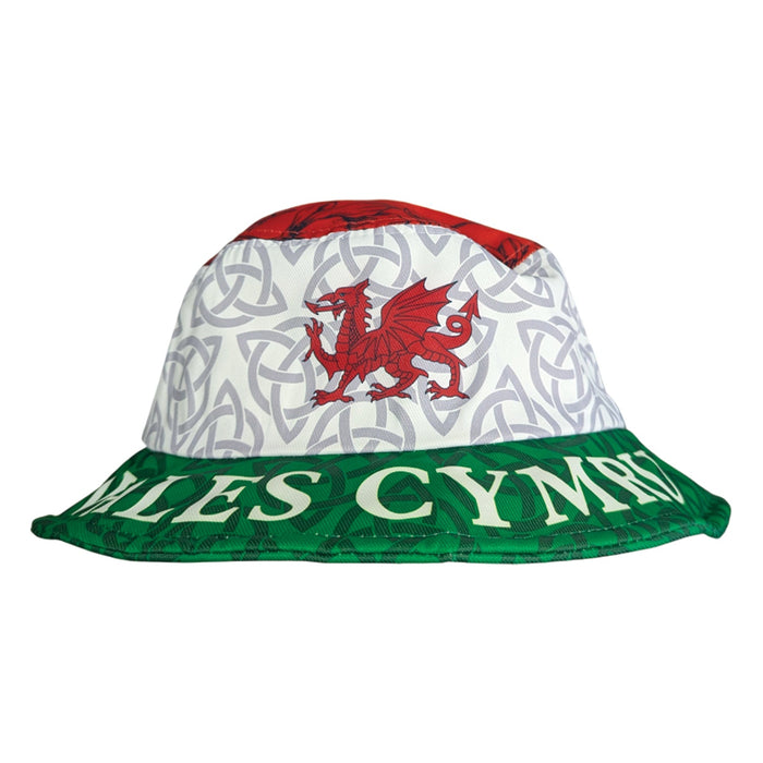 Wales Celtic Design Bucket Hat | Stylish Sun Hat with Traditional Celtic Knot Pattern & Welsh Emblem | Lightweight, Breathable & Comfortable for Festivals, Outdoor Adventures & Everyday Wear | Unisex Welsh-Inspired Accessory