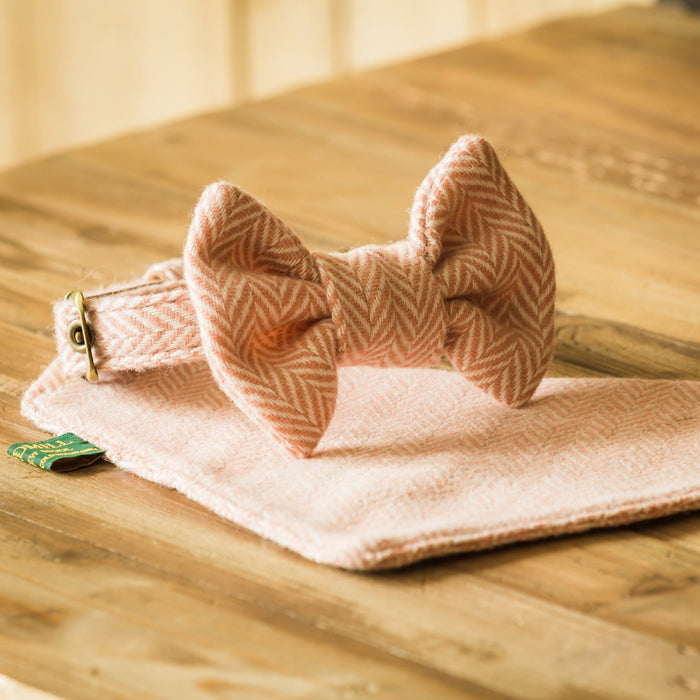 Tweedmill Rolled Tweed Dog Bow Tie, Dusky Pink - Giftware Wales
