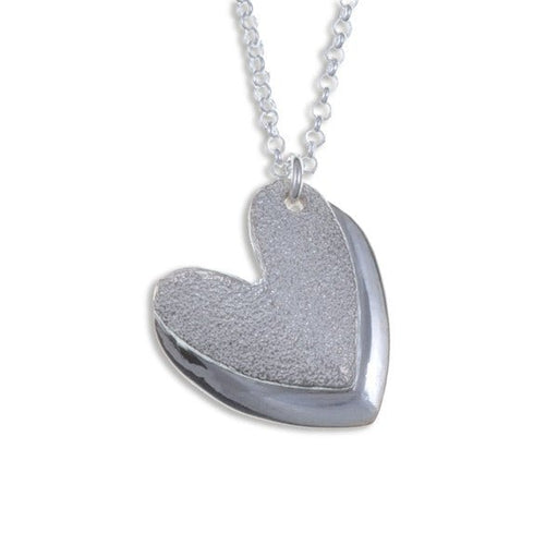 Two Textured Heart Silver Pendant By St Justin (Sp540) - Giftware Wales