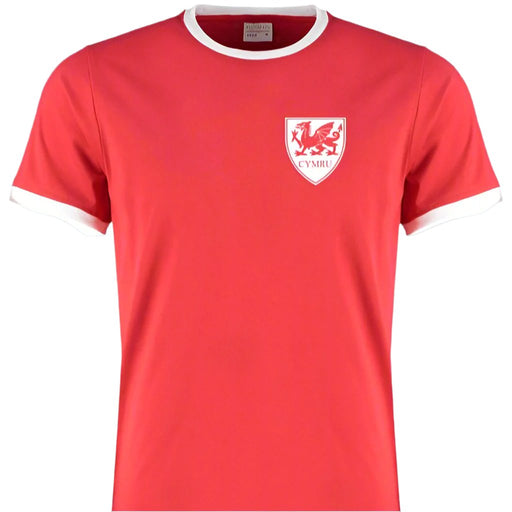 Wales Old School Retro Football T-Shirt (Ringer) - Giftware Wales