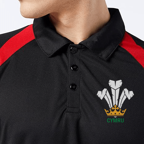 Welsh Cymru Feathers Polo Shirt - Spiro Cool Dry® - Giftware Wales