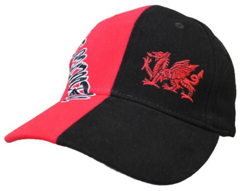 Welsh Dragon - Black Red Contrast Baseball Cap - Giftware Wales