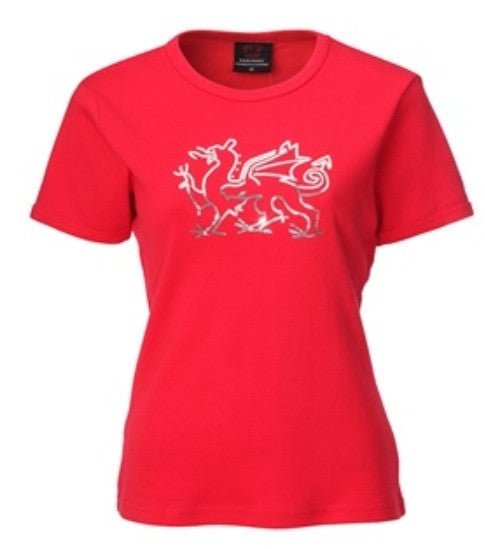 Welsh Dragon Ladies Sequin T-Shirt - Giftware Wales