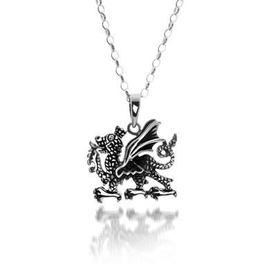 Welsh Dragon Silver Pendant - By Sea Gems® (6496) - Giftware Wales