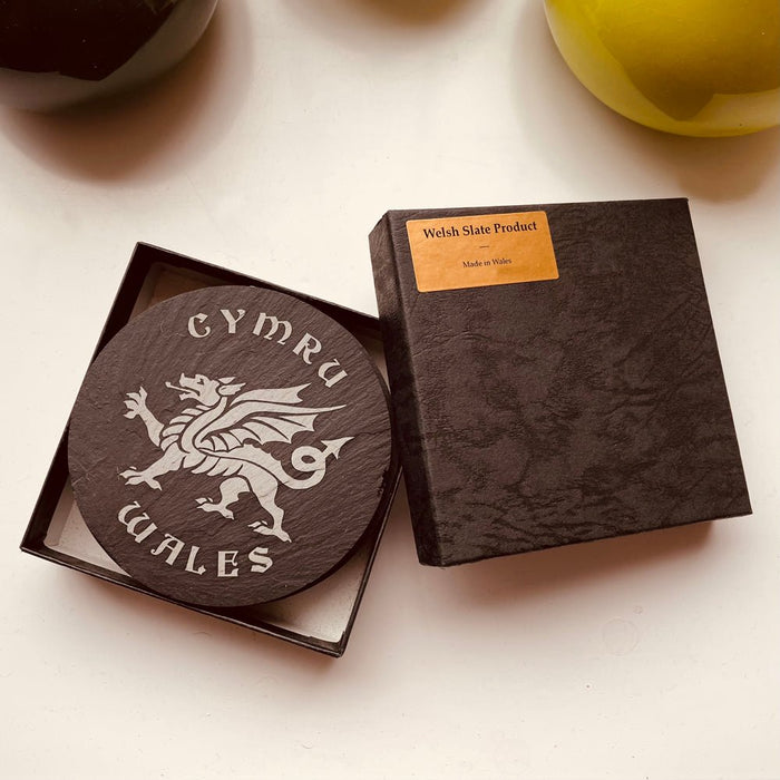 Welsh Dragon Slate Coaster Set Of Six - Giftware Wales