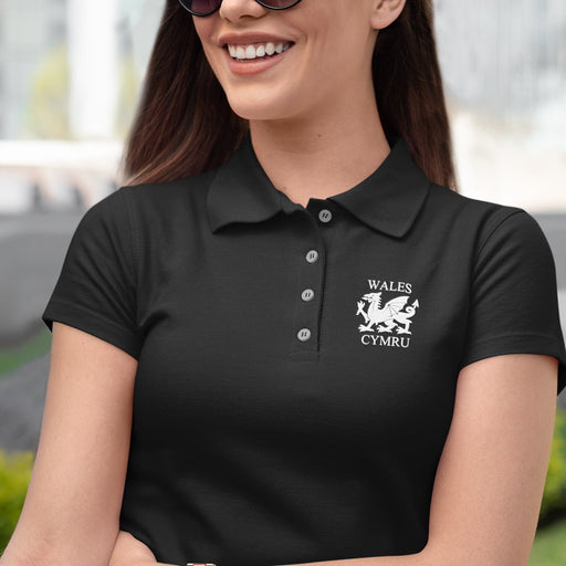Welsh Dragon - Womens Slim Fit Polo Shirt - Giftware Wales