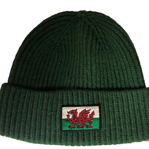 Welsh Flag Beanie Hat (Military Green) - Giftware Wales