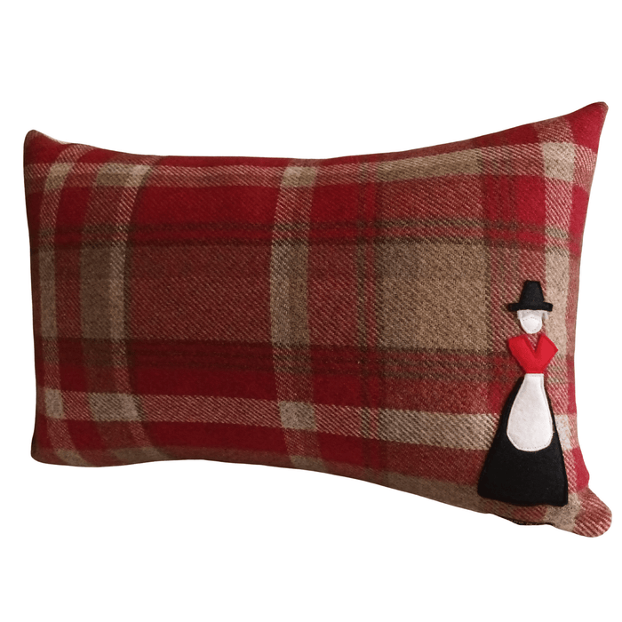 Welsh Lady Wool Blend Check Cushions - Giftware Wales