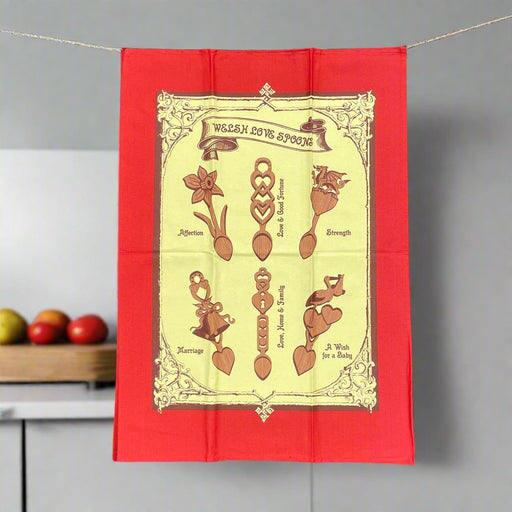 Welsh Lovespoon Tea Towel - Giftware Wales