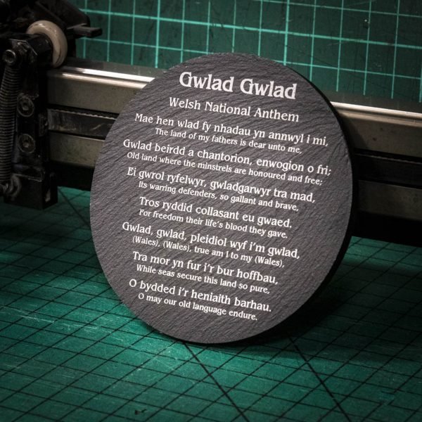 Welsh National Anthem Slate Coaster Set Of Six - Giftware Wales