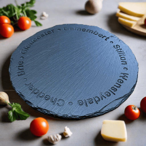Welsh Slate Cheese Board - Deep Round Cheese Names - Giftware Wales