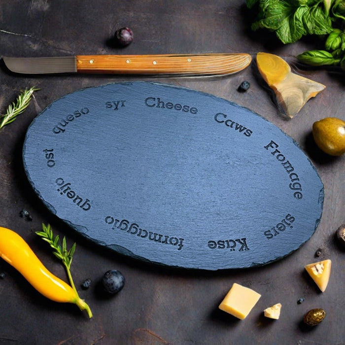 Welsh Slate Cheese Board - Oval Cheese - Giftware Wales