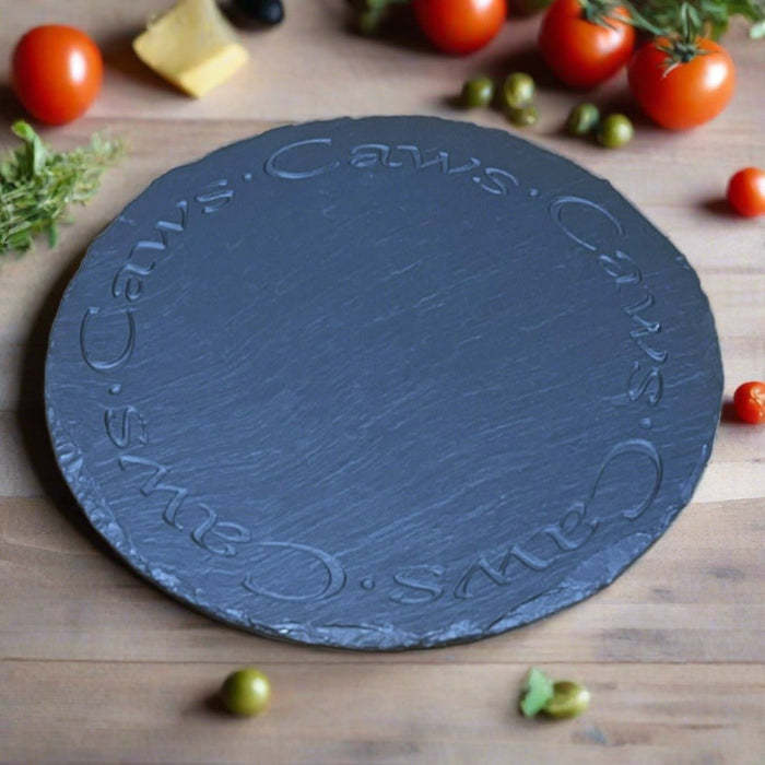 Welsh Slate Cheese Board - Round Caws - Giftware Wales