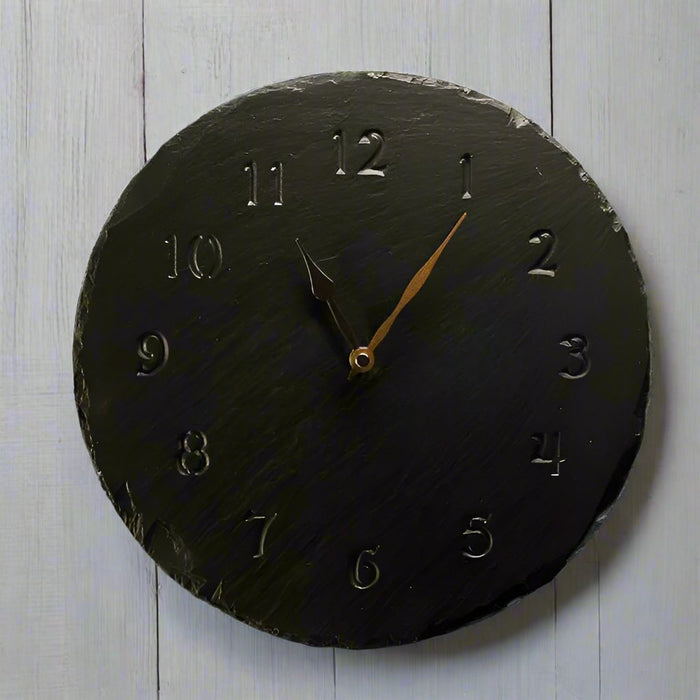 Welsh Slate Clock - Deep Engraved - Giftware Wales